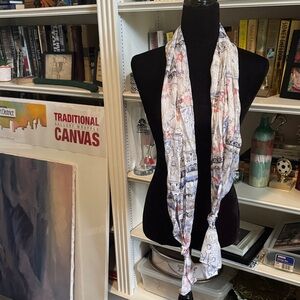 NWT Chicos Lightweight modal material White Multi-Color Decorative Scarf -